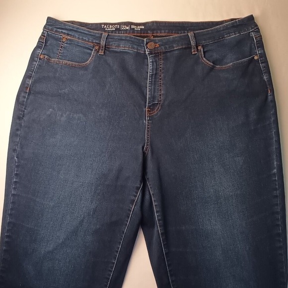 Talbots Flawless Denim Jeans Size 22W Slim Ankle Curvy High Rise Dark Wash - Picture 2 of 10